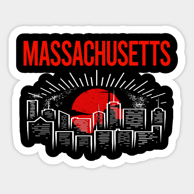 Red Moon Massachusetts Sticker by flaskoverhand